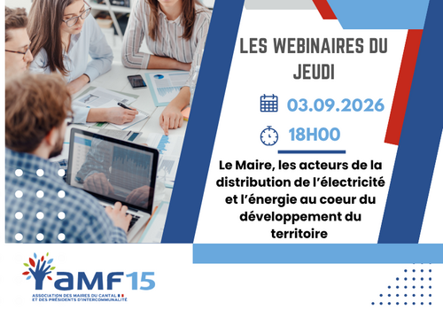 WEBINAIRE DU JEUDI : LE MAIRE, LES ACTEURS DE LA DISTRIBUTION DE L ELECTRICITE ET L ENERGIE AU COEUR DU DEVELOPPEMENT DU TERRITOIRE